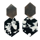 Black and White Geometric Drop Earrings