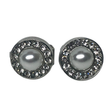 Silver and Pearl Round Pearl Clip-On Stud Earrings