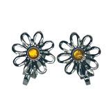 Silver Daisy Clip-On Stud Earrings