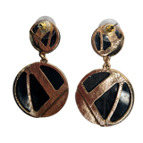 Gray, Black, and Gold Geometric Circle Earrings