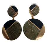 Gray, Black, and Gold Geometric Circle Earrings