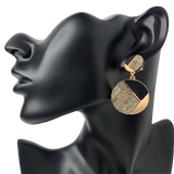 Gray, Black, and Gold Geometric Circle Earrings
