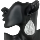 Silver Faux Leather Teardrop Earrings