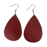 Red Faux Leather Teardrop Earrings