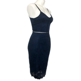 MiaoMiao Navy Lace Overlay Pencil Dress - Size Medium