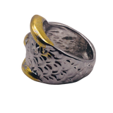 Silver and Gold Belt Buckle Ring - Size 5.5