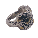 Silver and Gold Abstract Strokes Ring - Size 5.5